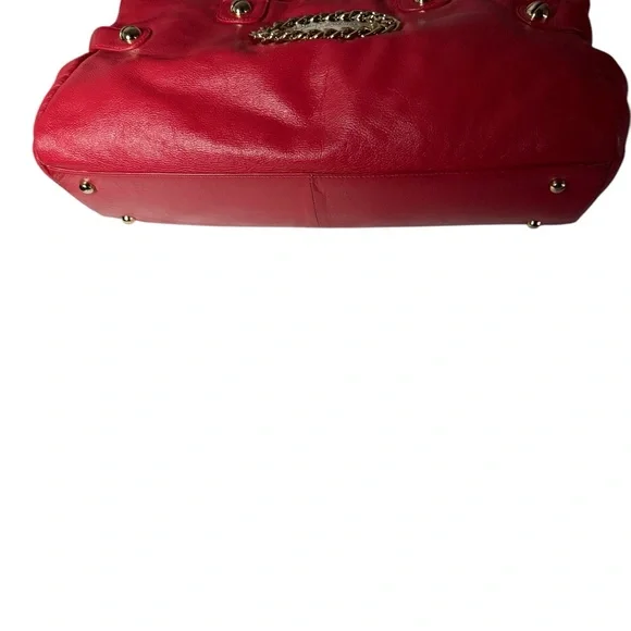 VTG Y2K Betsey Johnson Studded Tooled Red Leather Sachet Handbag Hobo Purse - Picture 6 of 9